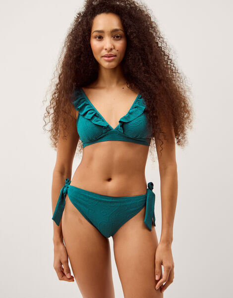Mia Textured Tie Side Bikini Bottoms, Teal (TEAL), large