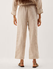 Lucy Short Straight Leg Linen Trousers, Natural (NATURAL), large