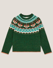 Fox Fair Isle Jumper, Green (GREEN), large
