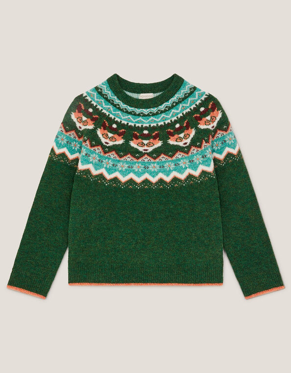 Fox Fair Isle Sweater, Green (GREEN), large