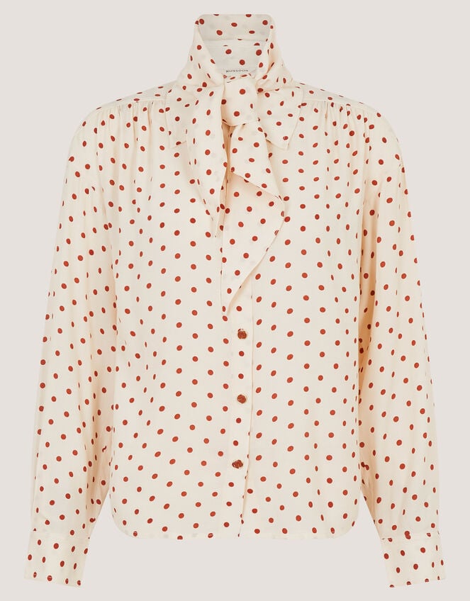 Esme Polka Dot Shirt & Scarf , Ivory (IVORY), large