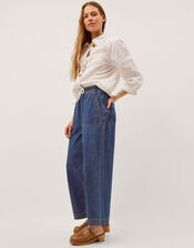 Heidi Drawstring Regular Wide Leg Jeans, Blue (MID AUTHENTIC BLUE), large