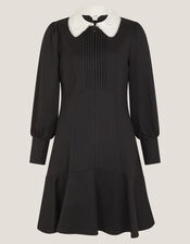 Priya Ponte Jersey Collar Mini Dress, Black (BLACK), large