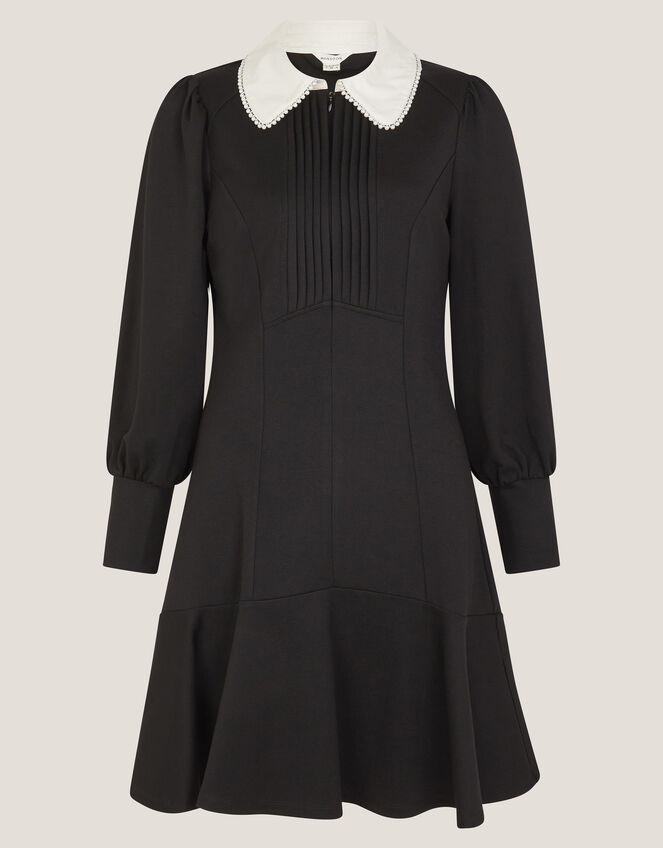 Priya Ponte Jersey Collar Mini Dress, Black (BLACK), large