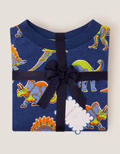 Dinosaur Print Long Pyjamas Set, Blue (NAVY), large