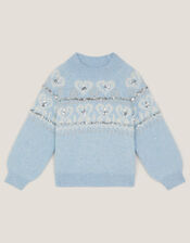 Sparkle Heart Jumper, Blue (BLUE), large