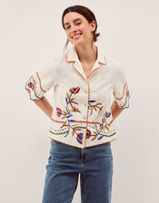 Polly Floral Embroidered Shirt, White (WHITE), large