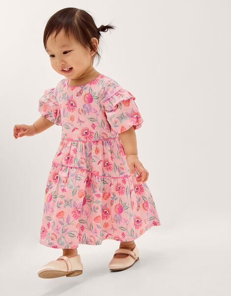 Baby Floral Print Jacquard Dress, Ivory (IVORY), large