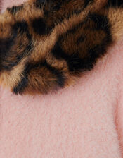 Monsoon x Queens of Archive Francoise Leopard Print Faux Fur Collar Cardigan​, Pink (PINK), large