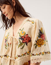 Yvette Floral Embroidered Lace Top, Cream (CREAM), large