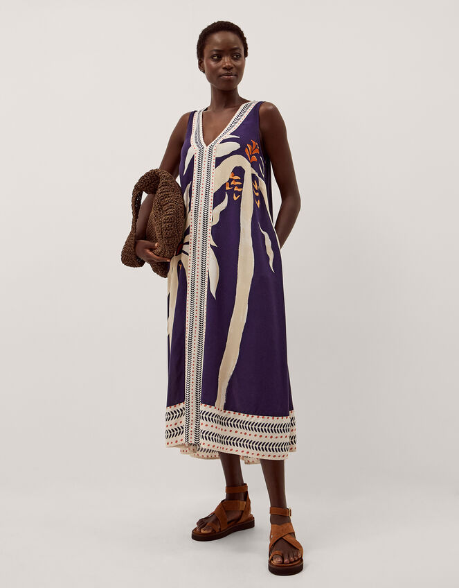 Paloma Sleeveless Print Midi Dress, Blue (NAVY), large