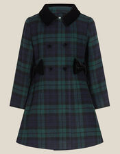 Charlotte Velvet Collar Tartan Coat, Green (GREEN), large