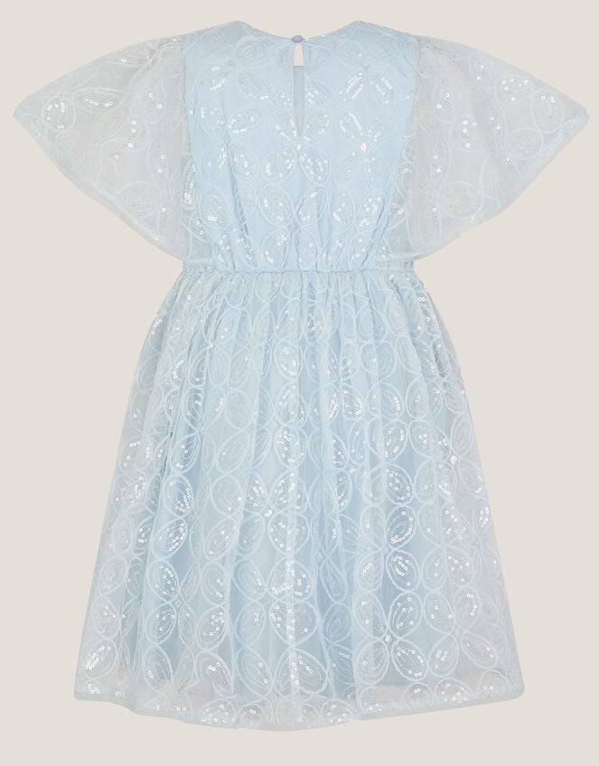 Ahanna Flutter Sleeve Sequin Party Dress, Blue (PALE BLUE), large