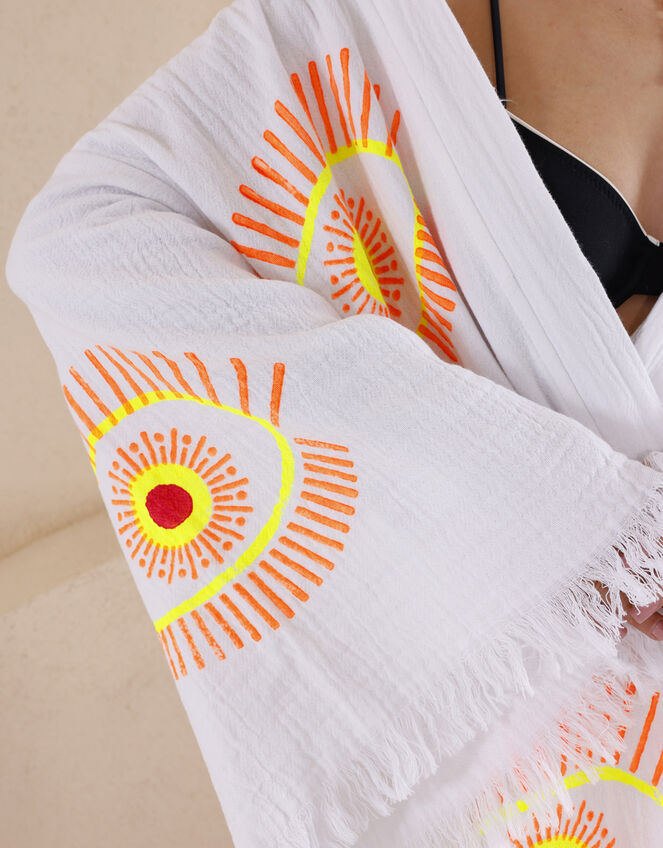 Meraki Beach Eye Print Kimono Robe, Cream (CREAM), large