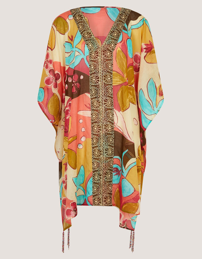Iris Floral Print Mini Kaftan, , large
