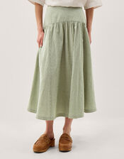 Gaia Gingham Midi Skirt, Green (GREEN), large