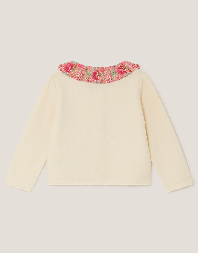Newborn Floral Collar Cardigan, Ivory (IVORY), large