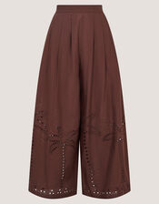 Eden Palm Cutwork Wide Leg Pants , Brown (BROWN), large