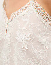 Rosie Embroidered Cami Top, White (WHITE), large
