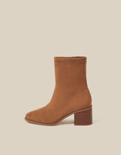 Suki Faux Suede Heeled Sock Boots, Tan (TAN), large
