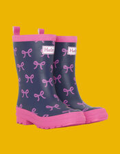 Hatley Bow Print Wellies, Blue (BLUE), large