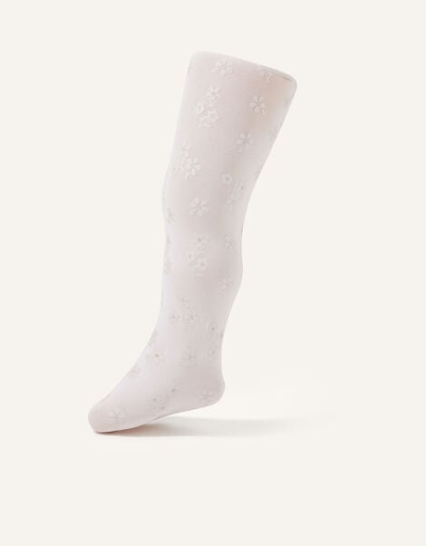 Baby Floral Print Tights, Pink (PINK), large