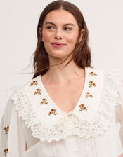 Jess Embroidered Broderie Shirt , White (WHITE), large