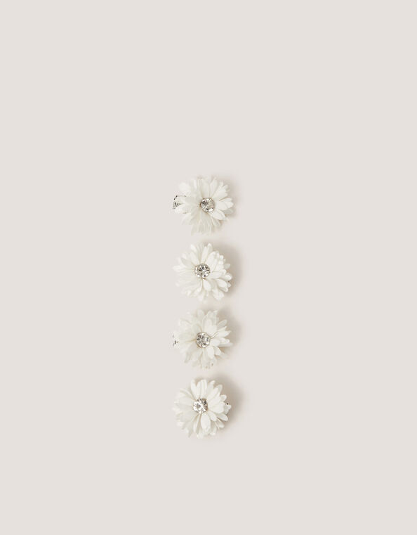 4-Pack Mini Jewel Flower Hair Clips, , large