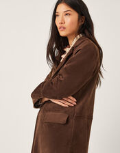Tove Faux Suede Trench Coat, Brown (CHOCOLATE), large