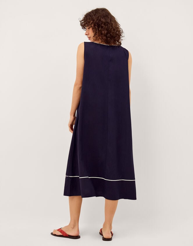 Gigi Bow Linen Blend Midi Dress, Blue (NAVY), large
