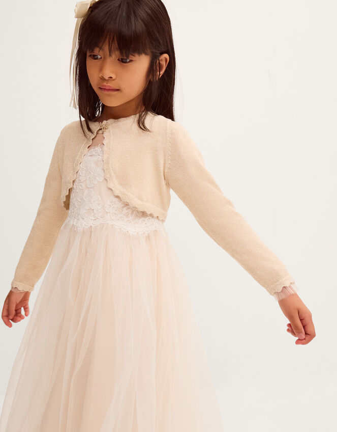 Maeve Bow Button Cardigan, Gold (GOLD), large