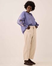 East Anyar Embroidered Cotton Blouse , Blue (BLUE), large