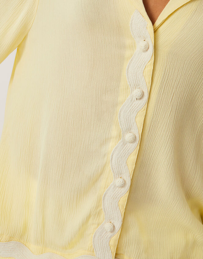Sienna Ricrac Short Sleeve Shirt, Yellow (YELLOW), large