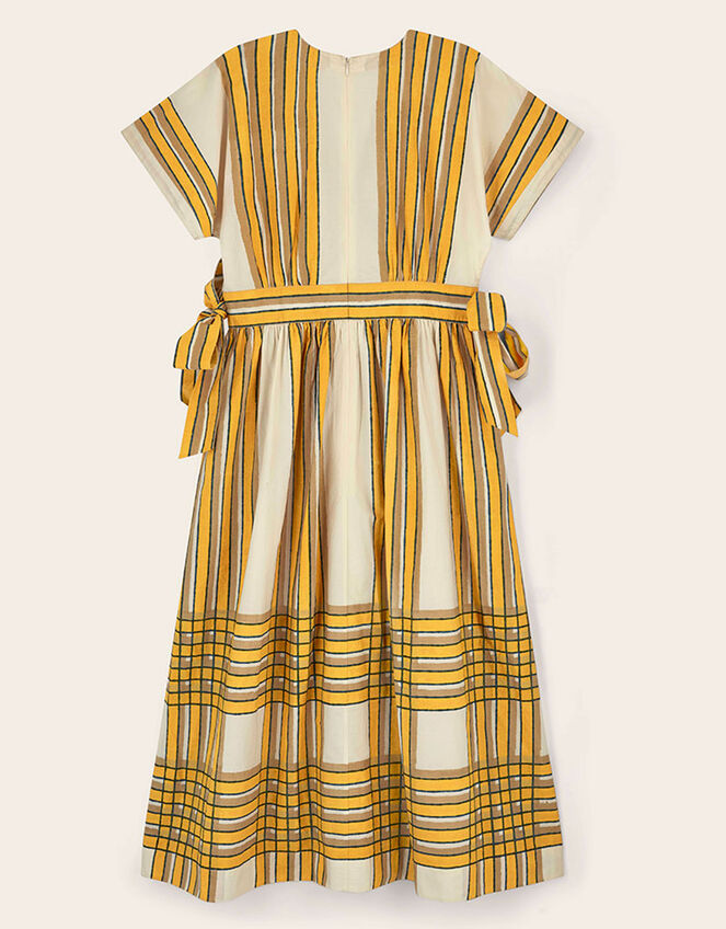 East Alana Hand-Woodblock Stripe Dress, Yellow (YELLOW), large