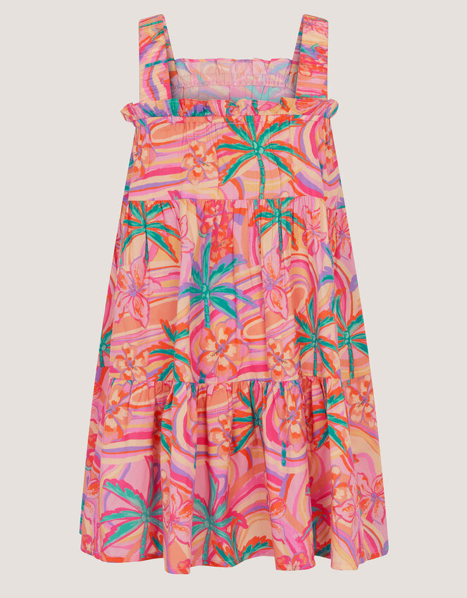 Tropical Swirl Print Beach Dress, Orange (ORANGE), large
