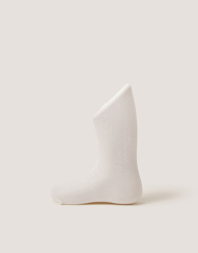 Baby 40 Denier Lace Tights, White (WHITE), large