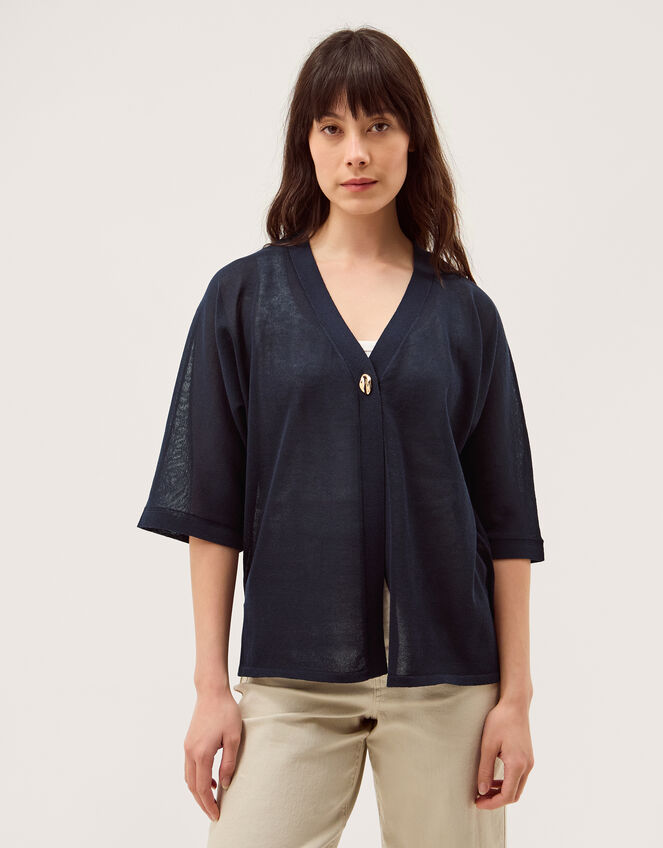 Beth Short Sleeve Cardigan, Blue (NAVY), large