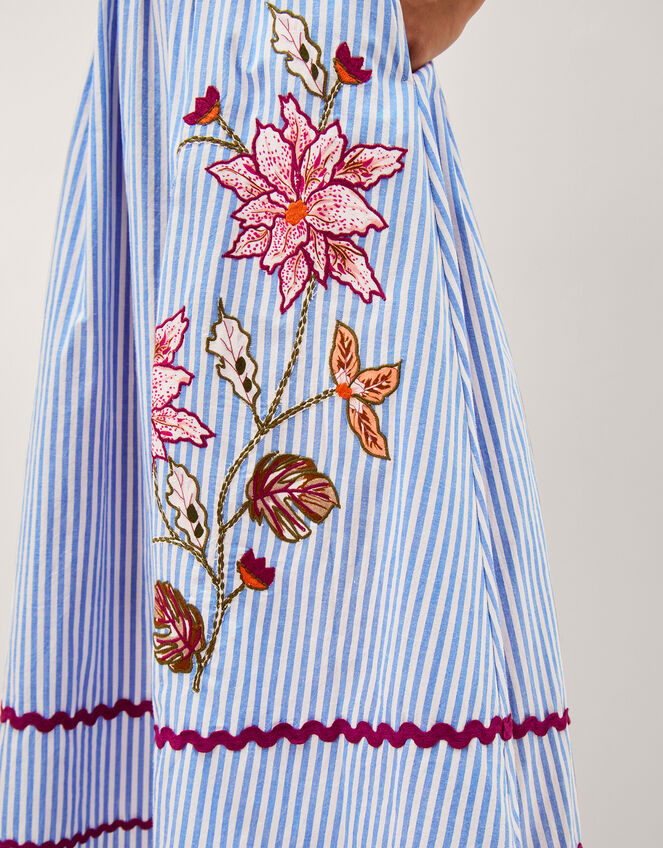 Sloane Floral Stripe Midi Dress, Blue (BLUE), large