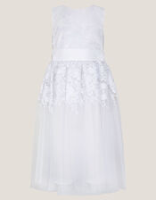 Felicity Floral Embroidered Communion Dress, White (WHITE), large