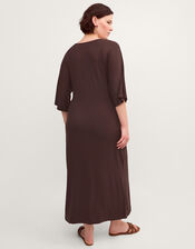 Callie Thorpe x Monsoon Jersey Midi Wrap Dress, Brown (BROWN), large
