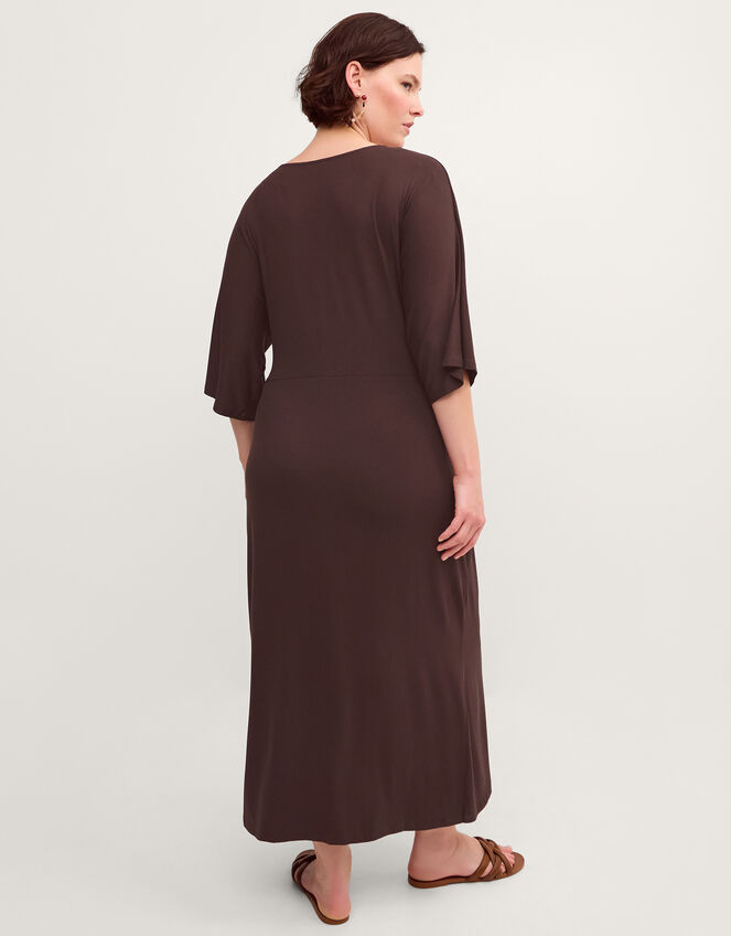 Callie Thorpe x Monsoon Jersey Midi Wrap Dress, Brown (BROWN), large