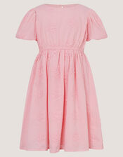 Puff Sleeve Floral Embroidered Dress, Pink (PINK), large