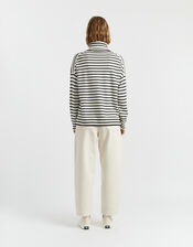 Chinti & Parker Heart Stripe Roll Neck Jumper, Cream (CREAM), large