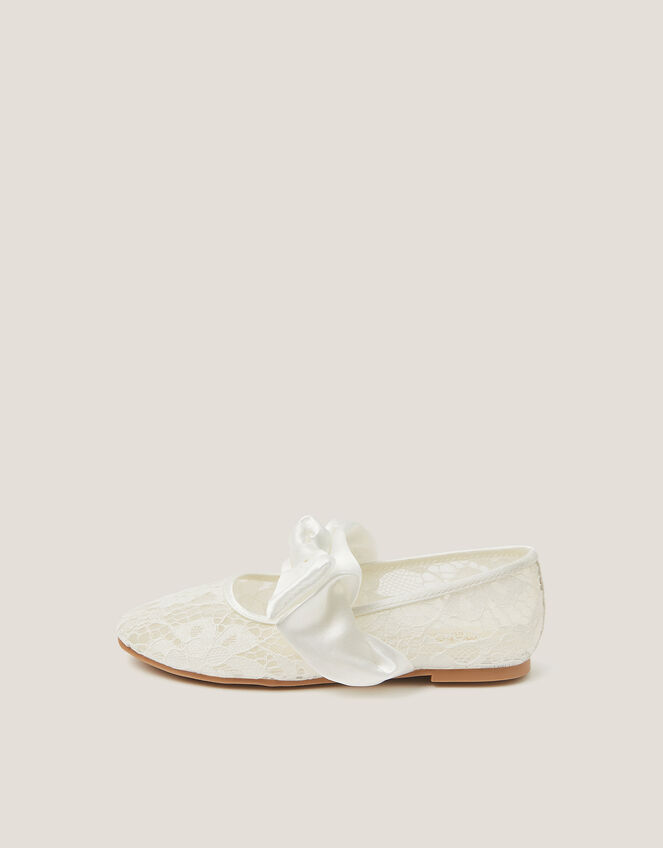 Lace Bow Ballet Flats, Ivory (IVORY), large
