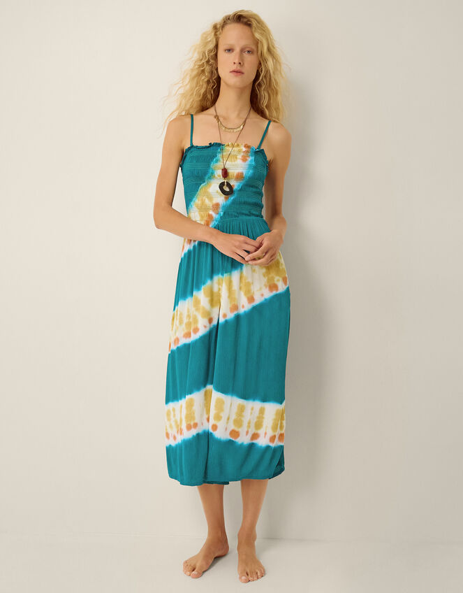 Pearl Tie-Dye Culotte Jumpsuit, Teal (TEAL), large