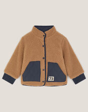 Reversible Faux Shearling Bomber Jacket, Blue (NAVY), large