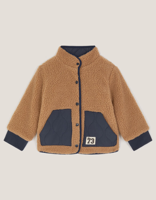 Reversible Faux Shearling Bomber Jacket, Blue (NAVY), large