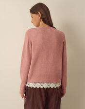 Lula Lace Trim Cardigan, Pink (BLUSH), large