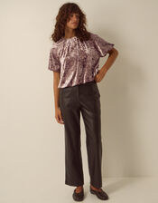 Breeda Bubble Hem Crushed Velvet Top, Mink (MINK), large