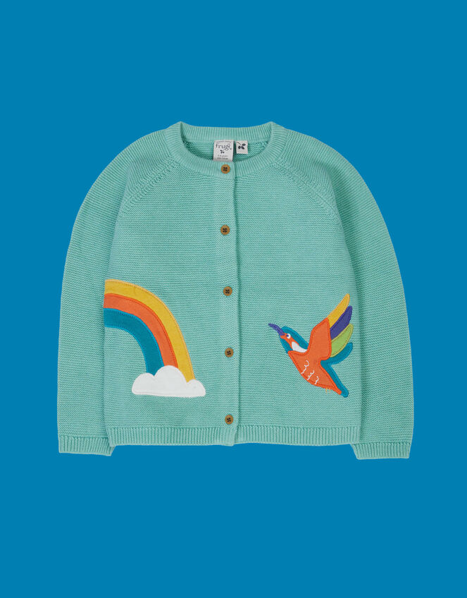 Frugi Colby Appliqu&eacute; Cardigan, Blue (BLUE), large